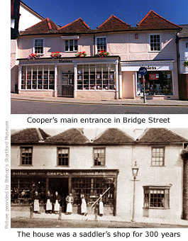 Cooper's store entrance, old and new